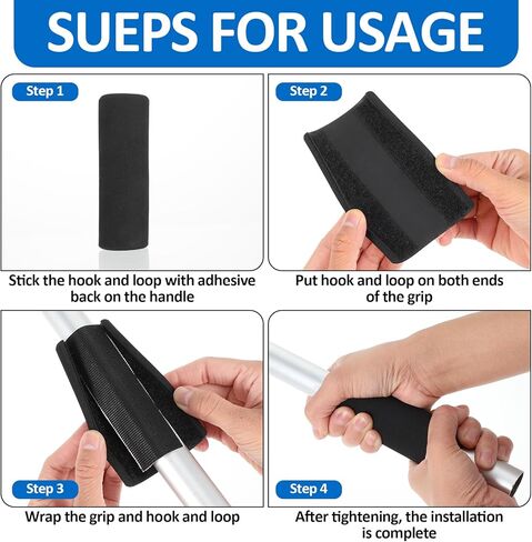 4 Pcs Handle Grips 4.3 Inch Foam Grip Tubing, Durable Handle Grips, Comfortable Bike Grip for Garden Bicycle Exercise Equipment Handlebar Luggage Handles Replacement (Black) in Kuwait