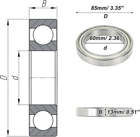 ACROPIX 6912ZZ Deep Groove Ball Bearings P0 60x85x13mm Lubricated Bearings Double Metal Seal Silver Tone Scooter Skateboard Wheel in Saudi Arabia