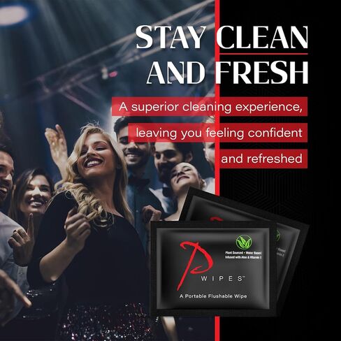 Flushable Wipes | Individually Wrapped | Adult Wet Wipes | Unscented with Vitamin-E & Aloe | Plant Based and Biodegradable | Septic and Sewer Safe | (33 On-The-Go Single Portable Wipes) in Saudi Arabia