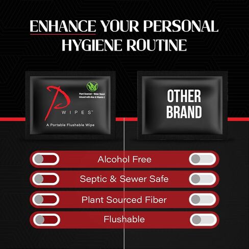 Flushable Wipes | Individually Wrapped | Adult Wet Wipes | Unscented with Vitamin-E & Aloe | Plant Based and Biodegradable | Septic and Sewer Safe | (33 On-The-Go Single Portable Wipes) in Saudi Arabia