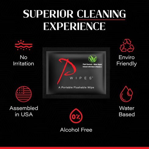 Flushable Wipes | Individually Wrapped | Adult Wet Wipes | Unscented with Vitamin-E & Aloe | Plant Based and Biodegradable | Septic and Sewer Safe | (33 On-The-Go Single Portable Wipes) in Saudi Arabia