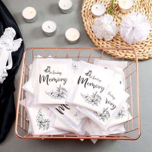 Eaasty 60 Pack Funeral Facial Tissues in Loving Memory Pocket Tissues Bulk Travel Funeral Favors Small Individual Napkins Packs for Memorial, Celebration of Life, 3. 54 x 4. 72 Inches in Saudi Arabia