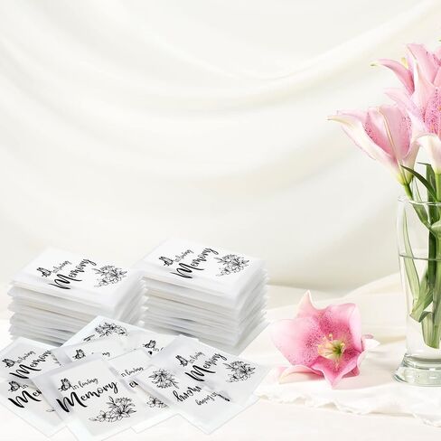 Eaasty 60 Pack Funeral Facial Tissues in Loving Memory Pocket Tissues Bulk Travel Funeral Favors Small Individual Napkins Packs for Memorial, Celebration of Life, 3. 54 x 4. 72 Inches in Saudi Arabia