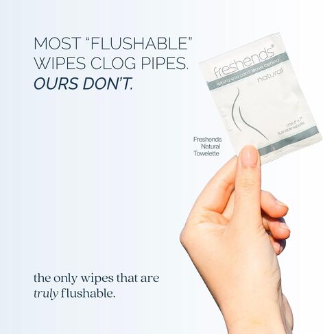 Freshends Flushable Individually Wrapped Wipes – 100 Bulk Pack Luxurious Towelettes, Guest Bathroom Essentials for Weddings, Restaurants, Bars & Clubs – Blue, Travel-Size, Disposable in Saudi Arabia