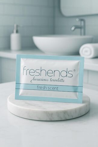 Freshends Flushable Individually Wrapped Wipes – 100 Bulk Pack Luxurious Towelettes, Guest Bathroom Essentials for Weddings, Restaurants, Bars & Clubs – Blue, Travel-Size, Disposable in Saudi Arabia