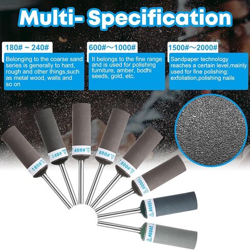 16pcs براميل الصنفرة مع 1/8 "(3 مم) شانك ، 180/240/400/600/800/1000/1500/2000 حفر صقل أجهزة التثين in Saudi Arabia
