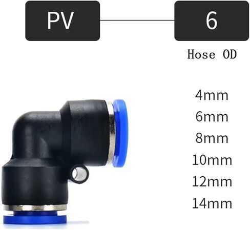 الموصلات الهوائية محول أنبوب تركيب خرطوم الهواء PV 6mm 8mm 10mm 12mm كوع إكسسوارات موصل التحرير السريع (14 مم) in Saudi Arabia