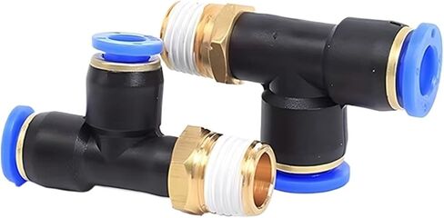 PD Pneumatic Coupling Air Connector Fitting T-Shaped Tee: Compatible with 4-12mm Hose Pipes and M5-1/2" BSPT Male Thread Sizes(PD6-M5) in Saudi Arabia