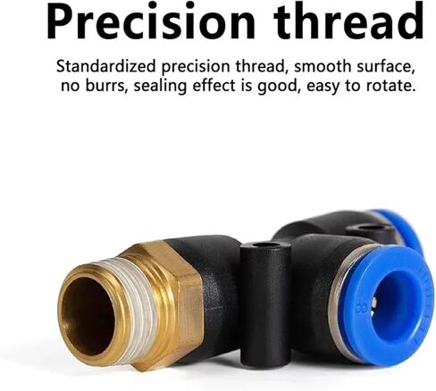 PD Pneumatic Coupling Air Connector Fitting T-Shaped Tee: Compatible with 4-12mm Hose Pipes and M5-1/2" BSPT Male Thread Sizes(PD6-M5) in Saudi Arabia