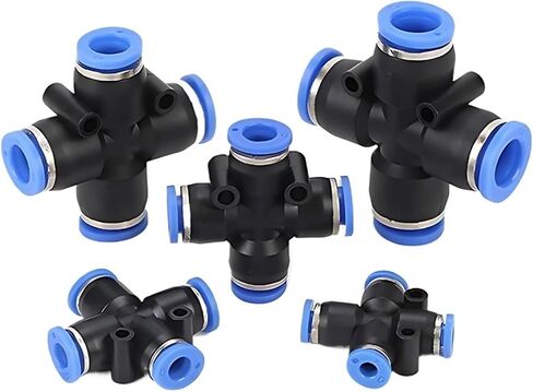 PZA Pneumatic Plastic 4-Way Fitting - Quick Connectors for Water Hose and Air Tube - Fast Push - 4mm, 6mm, 8mm, 10mm, 12mm(PZA-6) in Saudi Arabia
