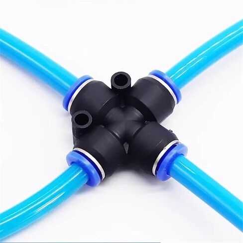 PZA Pneumatic Plastic 4-Way Fitting - Quick Connectors for Water Hose and Air Tube - Fast Push - 4mm, 6mm, 8mm, 10mm, 12mm(PZA-6) in Saudi Arabia