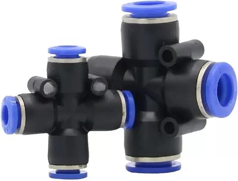 PZA Pneumatic Plastic 4-Way Fitting - Quick Connectors for Water Hose and Air Tube - Fast Push - 4mm, 6mm, 8mm, 10mm, 12mm(PZA-6) in Saudi Arabia