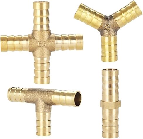 Pagoda Copper Connector Mettings Tube Tube Tube Brass Pipe Practing Parbed Confer Adapter لـ 4mm 6mm 8mm 10 12 Hose Gold Tone (طريقان ، OD 19mm) in Saudi Arabia