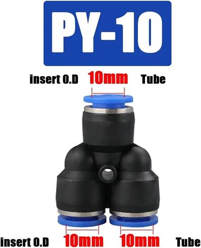 50pcs Py Premium Air Pneumatic التجهيزات 4mm 6mm 8mm 10mm 12mm البلاستيكية Tee Fitting موصل توصيلات الإفراج السريع (PY-12) in Saudi Arabia