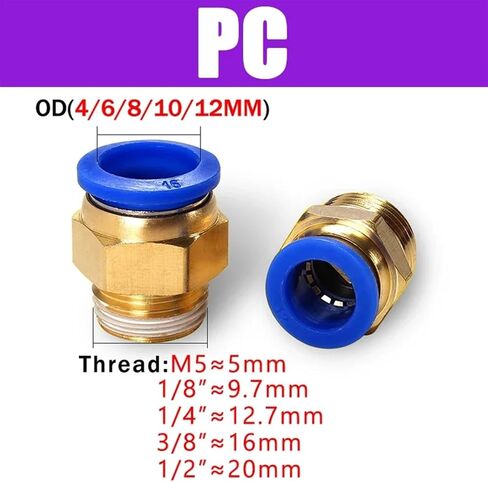 20/50pcs موصل الهواء الهوائي PCF/PCF/SL/PB/PL 6 8 10 12 موضوع 1/8 1/4 "3/4" 1/2 "تجهيزات خرطوم موصل سريع (OD6MM-1I4 ، PB (50pcs)) in Saudi Arabia