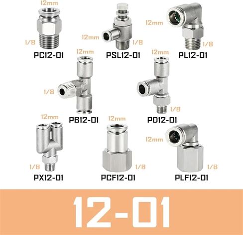 304 Stainless Steel Air Hose Fitting PC PCF PL SL PLF PD PB PX Pneumatic Pipe Connector 1/8 1/4 3/8 1/2 M5 BSPT Quick Release(12-02,PC) in Saudi Arabia