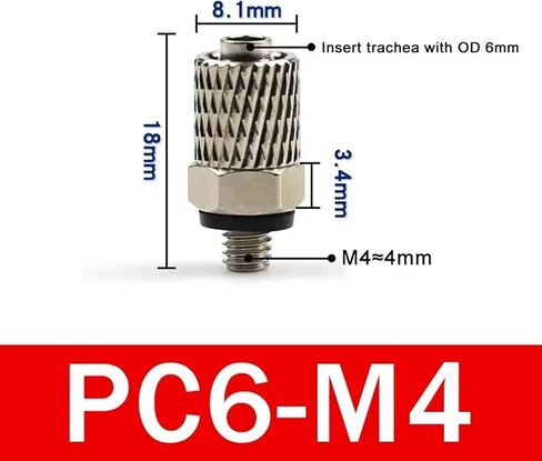 10Pcs Male Thread M3 M4 M5 M6 Mini Pneumatic Pipe Connector Screw Through Quick Fitting 3mm 4mm 6mm OD Air Tube Fast Twist Joint(PC6-M4,200 pcs) in Kuwait