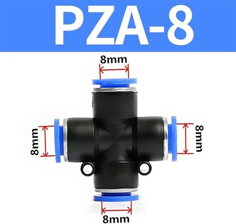 PZA Pneumatic Plastic 4-Way Fitting - Quick Connectors for Water Hose and Air Tube - Fast Push - 4mm, 6mm, 8mm, 10mm, 12mm(PZA-6) in Saudi Arabia
