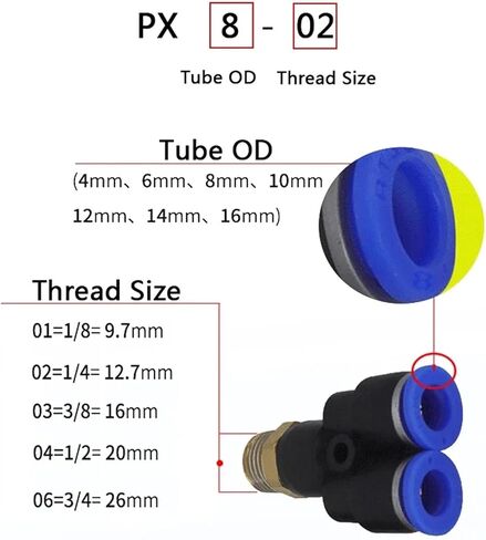 5 PCS Pneumatic Connector Quick Release Fittings PX Air Hose Fitting 6/8/10mm 1/4 1/8 1/2 Thread 3 ways Pneumatic Accessories(12-02) in Saudi Arabia