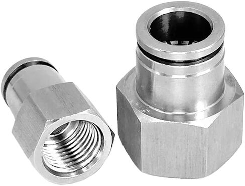 10pcs PCF 1/8 "1/4" 3/8 "1/2" BSPT الإناث الاقتران الهوائي 304 دفع الفولاذ المقاوم للصدأ في تركيب هواء الموصل السريع (PCF8-03) in Saudi Arabia