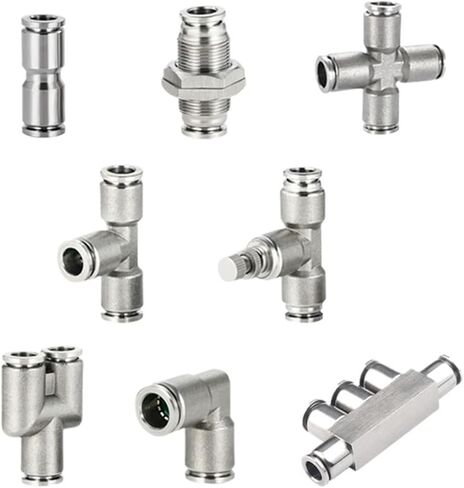 10Pcs/Lot 304 Stainless Steel Pneumatic Fittings High Pressure Fitting Pipe ConnectorPU/PY/PE/PV/PM/PZA/PSA/PK Hose4 6 8 10 12mm(10mm,PZA) in Saudi Arabia
