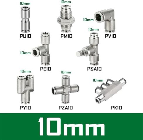 10Pcs/Lot 304 Stainless Steel Pneumatic Fittings High Pressure Fitting Pipe ConnectorPU/PY/PE/PV/PM/PZA/PSA/PK Hose4 6 8 10 12mm(10mm,PZA) in Saudi Arabia