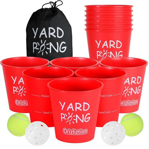لعبة Yard Pong Outdoor للبالغين والأسرة ، لعبة Thark Giant Yard Toss ، لعبة الرمي للشاطئ ، التخييم ، العشب والفناء الخلفي 12 دلو وكرات دائمة ، حقيبة حمل متينة in Kuwait