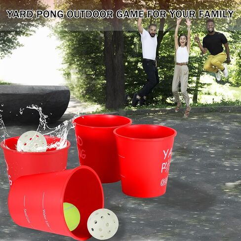 لعبة Yard Pong Outdoor للبالغين والأسرة ، لعبة Thark Giant Yard Toss ، لعبة الرمي للشاطئ ، التخييم ، العشب والفناء الخلفي 12 دلو وكرات دائمة ، حقيبة حمل متينة in Kuwait