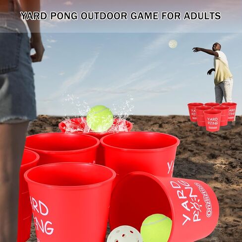 لعبة Yard Pong Outdoor للبالغين والأسرة ، لعبة Thark Giant Yard Toss ، لعبة الرمي للشاطئ ، التخييم ، العشب والفناء الخلفي 12 دلو وكرات دائمة ، حقيبة حمل متينة in Kuwait