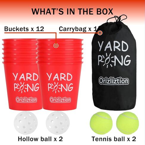 لعبة Yard Pong Outdoor للبالغين والأسرة ، لعبة Thark Giant Yard Toss ، لعبة الرمي للشاطئ ، التخييم ، العشب والفناء الخلفي 12 دلو وكرات دائمة ، حقيبة حمل متينة in Kuwait