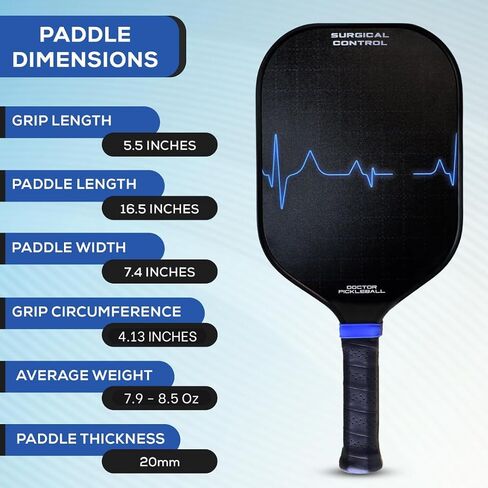 Doctor Pickleball T700 مجداف ألياف الكربون المخلل مع قلب عسل البولي بروبيلين 20 مم. in Saudi Arabia