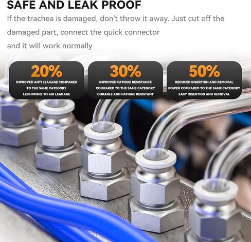 تركيبات الدفع البيضاء الهوائية توصيل 3/8 "OD X 1/4" NPT Air Push Connect Tools Pneumatic Hose Modtings (حزمة من 10) in Kuwait