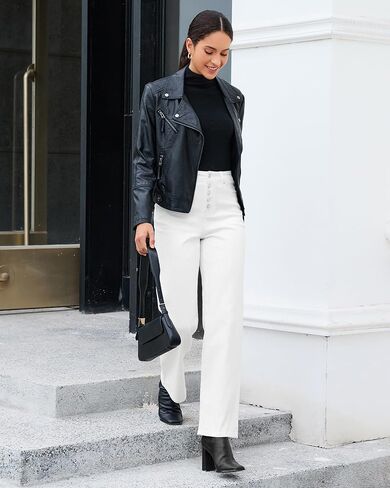 GRAPENT Wide Leg Jeans for Women High Waisted Trendy Button Fly Stretchy Denim Pants Vintage Straight Leg Trouser Jeans in Saudi Arabia