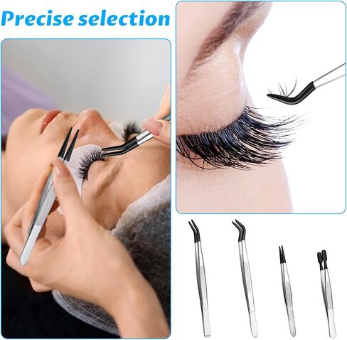 Tweezers with Rubber Tips Set 4 Pieces Rubber Tipped Pvc-Coated Hobby Craft Tweezers Set Bent and Straight Flat Tips Tweezer for Stamps Coins Jewelry Crafts Industrial Electronic Lab - Black in Saudi Arabia