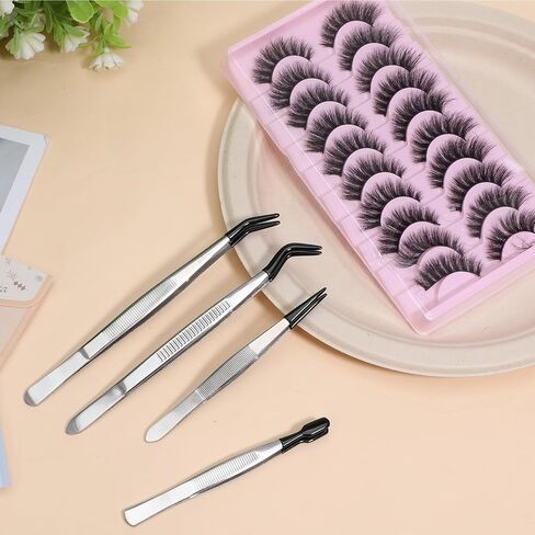 Tweezers with Rubber Tips Set 4 Pieces Rubber Tipped Pvc-Coated Hobby Craft Tweezers Set Bent and Straight Flat Tips Tweezer for Stamps Coins Jewelry Crafts Industrial Electronic Lab - Black in Saudi Arabia