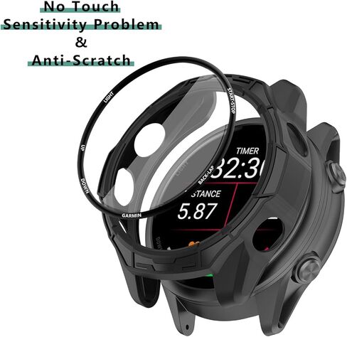 [1+4 حزمة] حالة مع واقي شاشة PMMA متوافق مع Garmin Forerunner 970 47mm ، الوفير التغطية الكاملة الواقية من الحالات الوجه للوجه Forerunner 970 47mm in Saudi Arabia