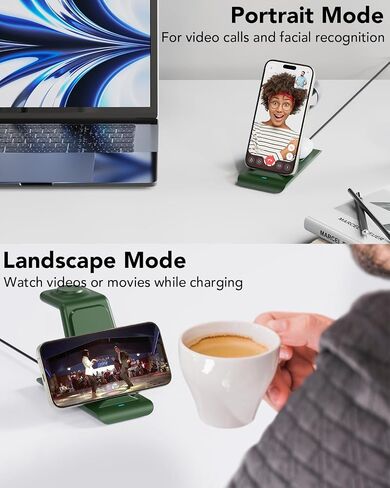 HATALKIN 3 in 1 Wireless Charging Station Compatible for Apple Products Multiple Devices Charger for Apple Watch ultra 10 9 8 7 SE 6 5 AirPods Pro iPhone 16 15 14 13 12 Pro Max/X/XS Fast Charger Stand in Saudi Arabia