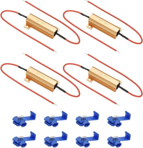 PATIKIL 50W 10 Ohm Aluminum Shell Resistor, 4Pcs Aluminum Housing Resistor with Clips Housed Case Wirewound Resistors Screw Tap Power Resistor, Golden in Saudi Arabia