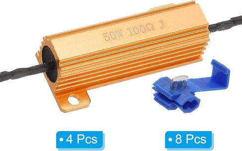 PATIKIL 50W 10 Ohm Aluminum Shell Resistor, 4Pcs Aluminum Housing Resistor with Clips Housed Case Wirewound Resistors Screw Tap Power Resistor, Golden in Saudi Arabia