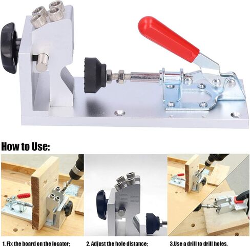 Drilling Locator Punching Positioner Woodworking Tools with Vacuum Cleaner Aluminum Alloy Precision Hole Drilling Guide for DIY Enthusiasts and Professional Craftsmen in Saudi Arabia
