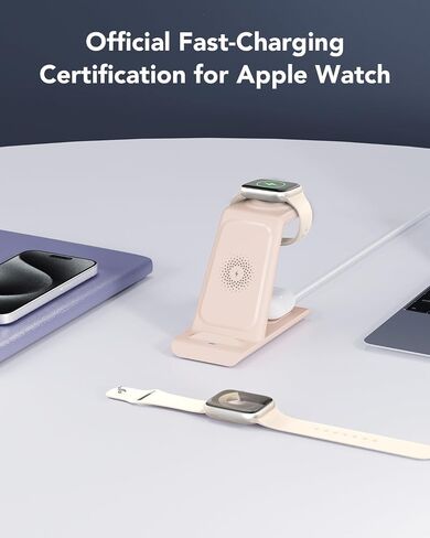 HATALKIN 3 in 1 Wireless Charging Station Compatible for Apple Products Multiple Devices Charger for Apple Watch ultra 10 9 8 7 SE 6 5 AirPods Pro iPhone 16 15 14 13 12 Pro Max/X/XS Fast Charger Stand in Saudi Arabia