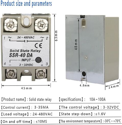 ترحيل الحالة الصلبة مرحلة واحدة صغيرة SSR-10DA SSR-25DA SSR-40DA SSR-60DA SSR-80DA SSR-100DA DC CONTROL AC DD DA AA 1PCS (SSR-100DA) in Saudi Arabia