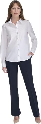 Tommy Hilfiger Women's Long Sleeve Collared Puff Printed Top in Saudi Arabia
