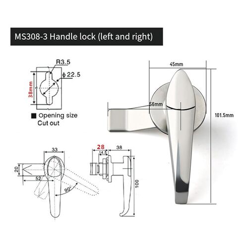 مقبض مستوى كام كام قفل توزيع في الهواء الطلق MS308-3 الفضة 1pcs in Kuwait