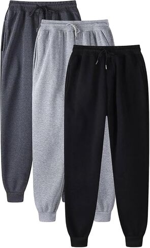 Mens 3 Pack Fleece Sports تمرين الركض الجيوب السوستة وملفات الرباط المبطنة بالركض المبطنة بالركض in Saudi Arabia