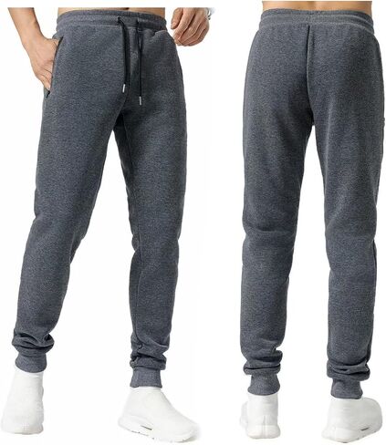 Mens 3 Pack Fleece Sports تمرين الركض الجيوب السوستة وملفات الرباط المبطنة بالركض المبطنة بالركض in Saudi Arabia