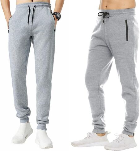 Mens 3 Pack Fleece Sports تمرين الركض الجيوب السوستة وملفات الرباط المبطنة بالركض المبطنة بالركض in Saudi Arabia
