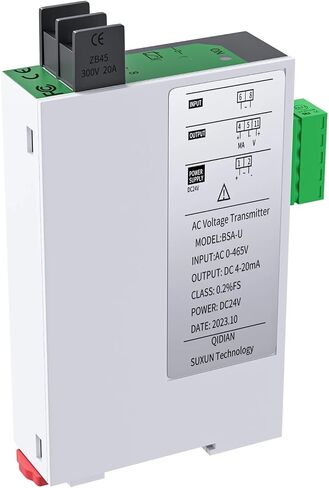 1pcs AC Voltage Transmitter 0-100V 0-200V 0-500V AC Voltage Transducer 4-20mA 0-10V 0-5V RS485 DC24V Voltage Sensor Transmitter DC24V(Output 0-5V,Input AC 0-300V) in Saudi Arabia
