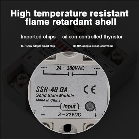 10A SSR 25A Solid State Relay 40A Output 3-32VDC 24-480VAC 220V Single Phase DC to AC 40A Relay SSR HeatSink SSR 40DA 1Pcs((AC Controls AC) AA,SSR-80A) in Saudi Arabia