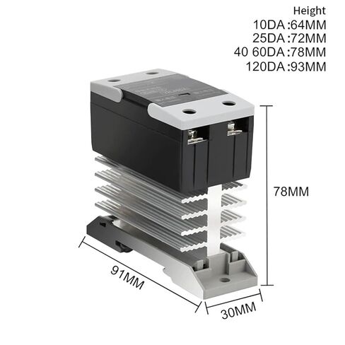 Din Rail Mount Solid State Relay SSR Single Phase DC Control AC AC Control AC with Heat Sink 10A 25A 40A 60A 80A 100A 120A 1Pcs(DC-AC,60A) in Saudi Arabia